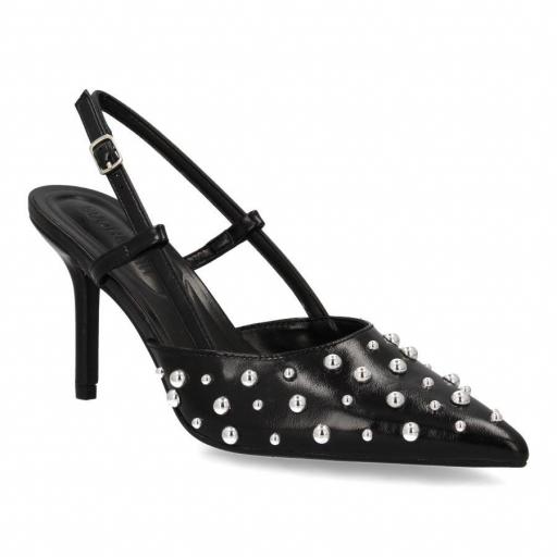 Stiletto mujer de tacón fino con detalles metálicos Negro [2]