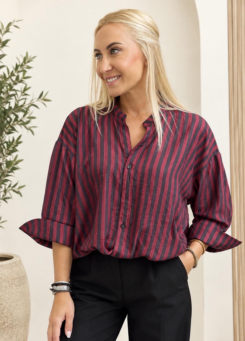 Blusa de Rayas Burdeos y Negro Mujer | Mälika