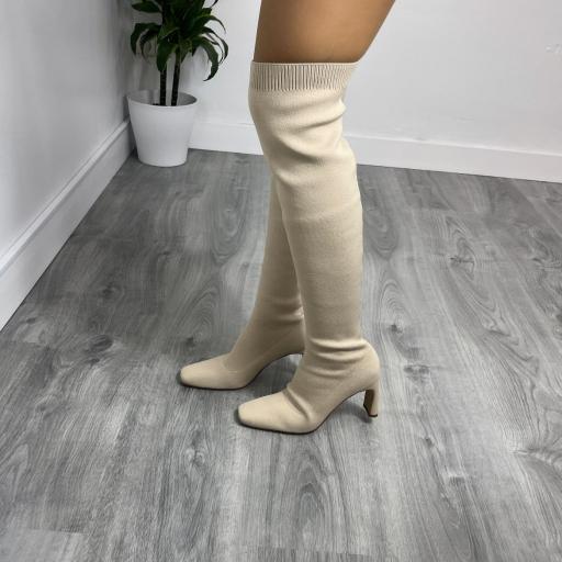 Bota Calcetín beige