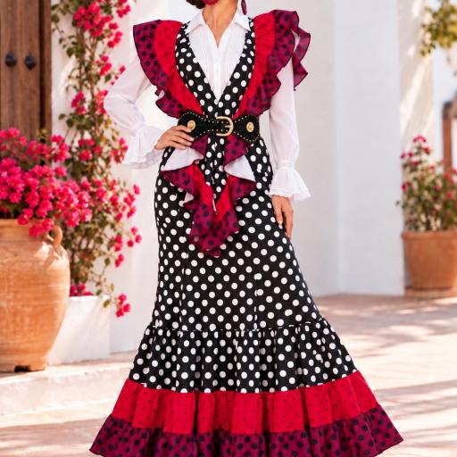Falda Rociera con Pico Flamenco de Lunares | Mälika [1]