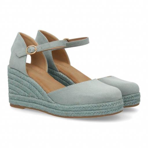 Sandalia de cuña de yute para mujer ergonómica Bari Azul
