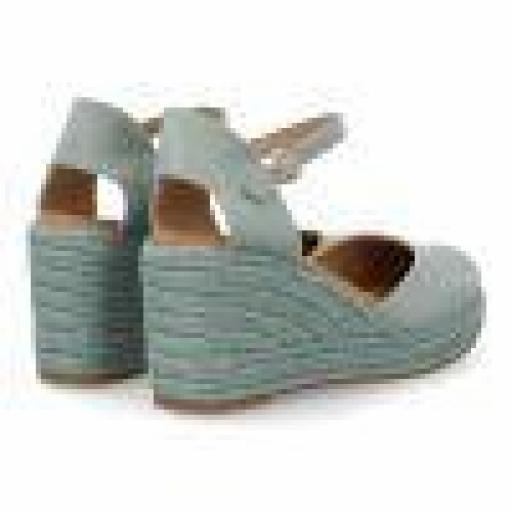 Sandalia de cuña de yute para mujer ergonómica Bari Azul [1]