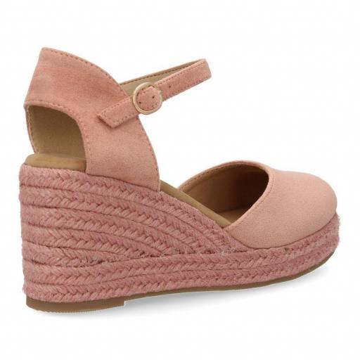 Sandalia de cuña de yute para mujer ergonómica Bari Rosa [1]