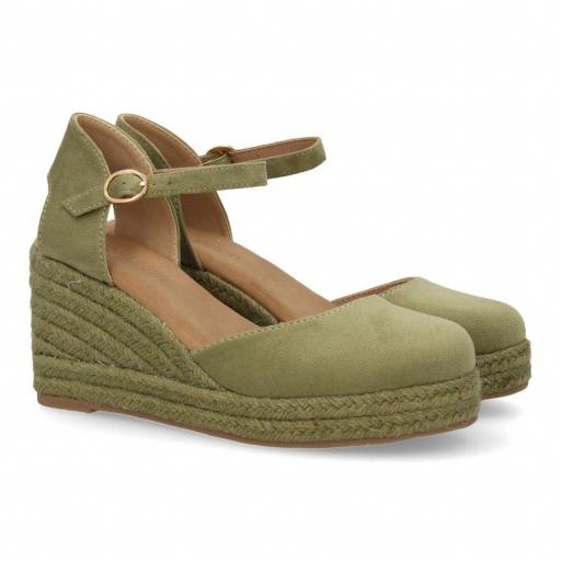 Sandalia de cuña de yute para mujer ergonómica Bari Verde