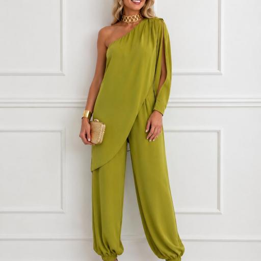 Mono Asimétrico Elegante Mujer | Mono Fiesta y Elisa Verde