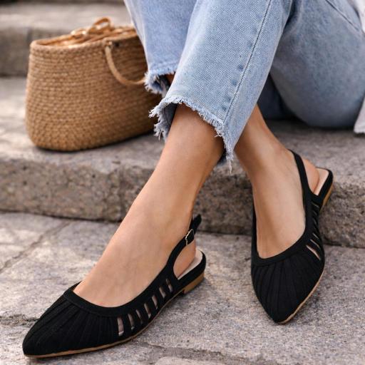 Bailarina destalonada mujer plana Marce Negro [0]