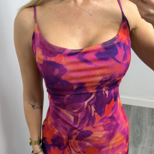 Vestido Midi Estampado Fucsia Mujer Care [2]