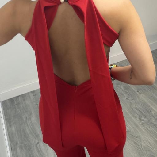 Mono Largo Rojo Elegante con Espalda Abierta para Mujer Halter [1]