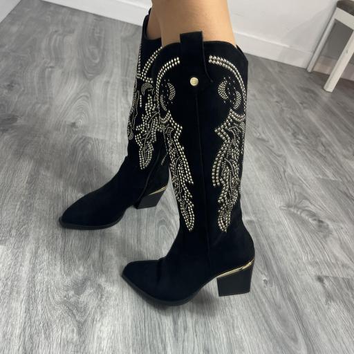 Botas Negras Elegantes para Mujer con Brillo  [2]