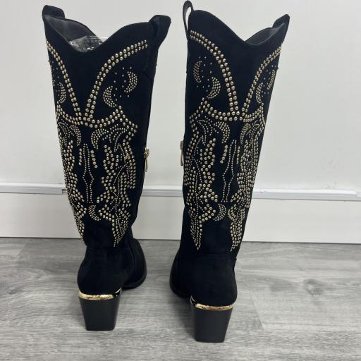 Botas Negras Elegantes para Mujer con Brillo  [1]