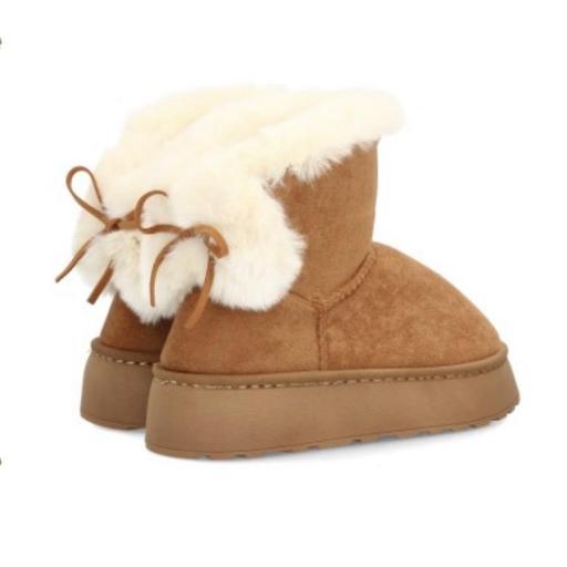 Bota invernal forrada con borreguito y plataforma Camel [1]
