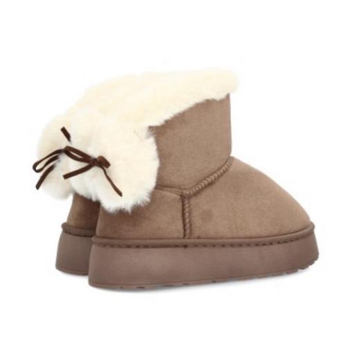 Bota invernal forrada con borreguito y plataforma Marrón  [1]