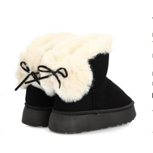 Bota invernal forrada con borreguito y plataforma Negro [1]