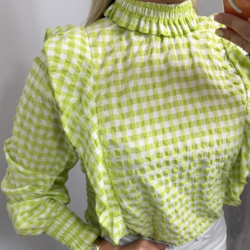 Blusa verde vichy con volantes mujer – manga larga [1]