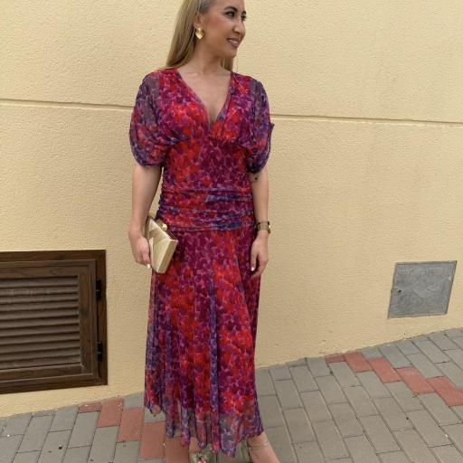 Vestido Midi Aura fucsia Estampado – Invitada [0]