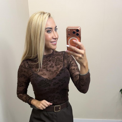 Top Mujer Transparente Floral Marrón  [1]