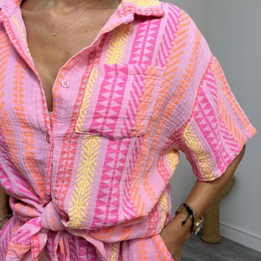 Conjunto Mujer Blusa y Short Siret Fucsia [1]
