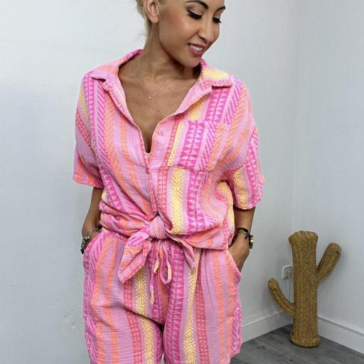 Conjunto Mujer Blusa y Short Siret Fucsia