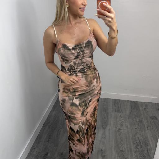 Vestido Midi Estampado Rosa Mujer Care [0]