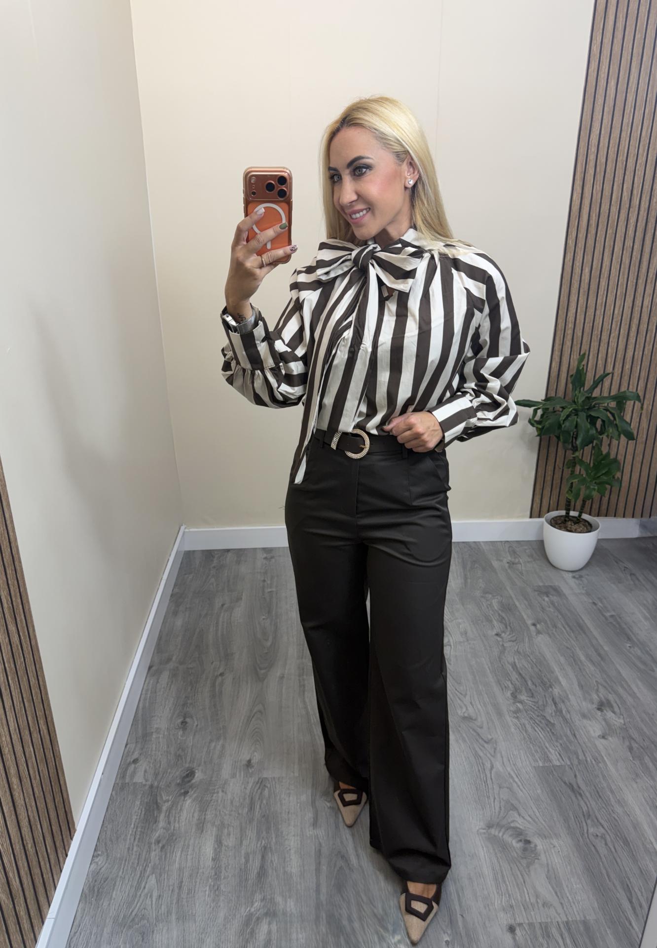 Pantalón Palazzo Marrón Mujer Elástico | MÄLIKA