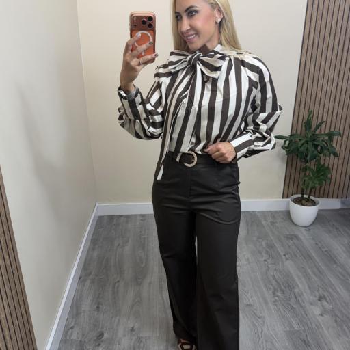 Pantalón Palazzo Marrón Mujer Elástico | MÄLIKA