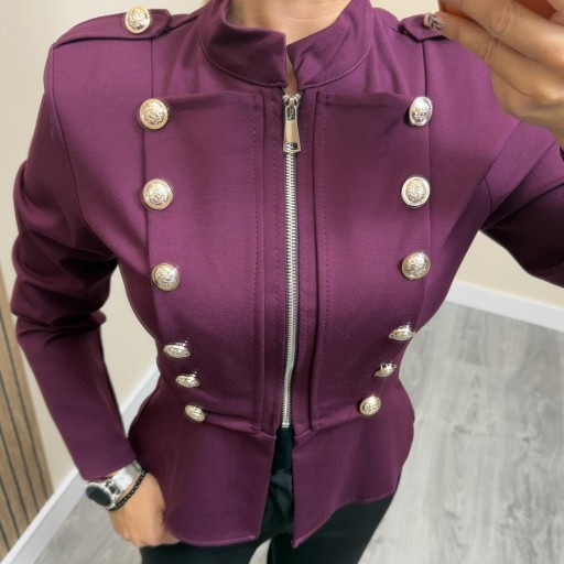 Chaqueta Militar Mujer con Botones Joya y Cremallera Buganvilla [1]