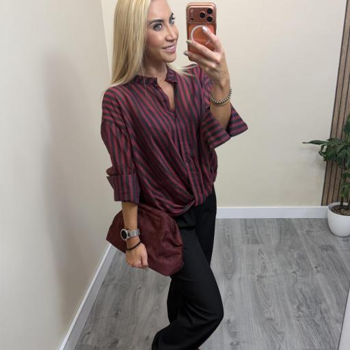 Blusa de Rayas Burdeos y Negro Mujer | Mälika [1]
