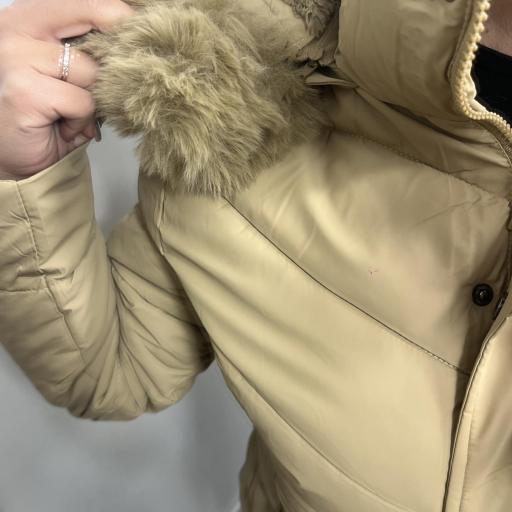 Chaqueta Acolchada Mujer con Forro de Pelo Interior Beige [1]