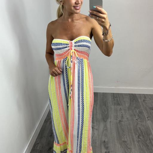Vestido Largo Mujer Etnico Azul