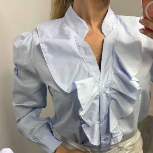 Blusa de mujer con volantes elegante Celeste [1]