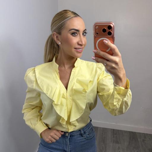 Blusa de mujer con volantes elegante Amarillo