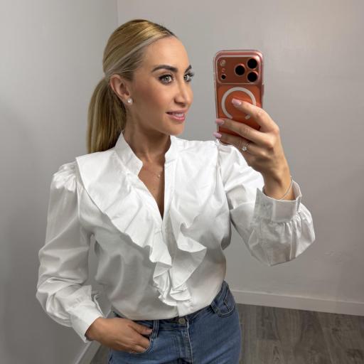 Blusa de mujer con volantes elegante Blanca [0]