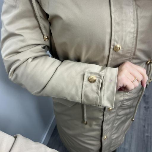 Chaqueta Parka Beige  impermeable mujer con forro de pelo  [2]