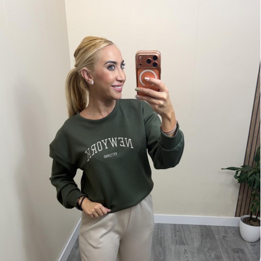 Sudadera New York de Mujer – Casual Chic Verde