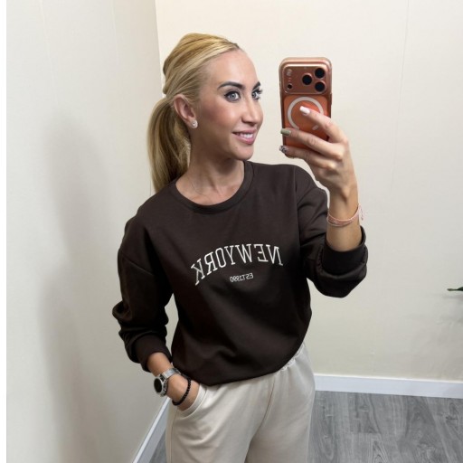 Sudadera New York de Mujer – Casual Chic Marrón 