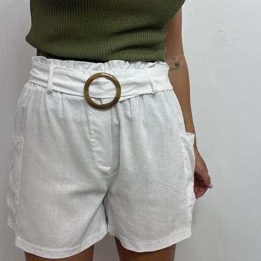 Short Mujer Corto Cargo Lino Blanco [1]