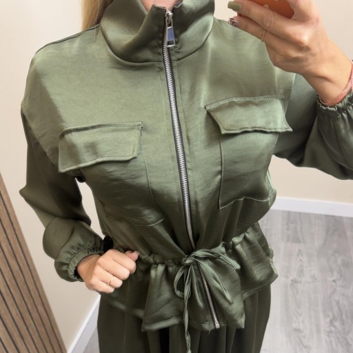 Conjunto Satinado Mujer con Pantalón Bombacho Valentina Verde [1]