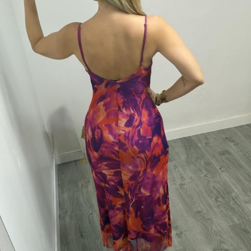 Vestido Midi Estampado Fucsia Mujer Care [1]