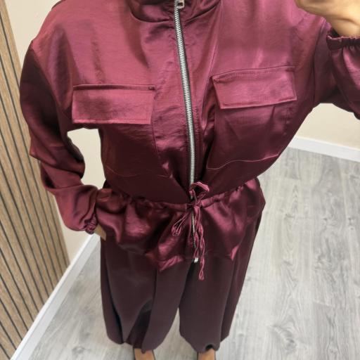 Conjunto Satinado Mujer con Pantalón Bombacho Valentina Buganvilla [1]