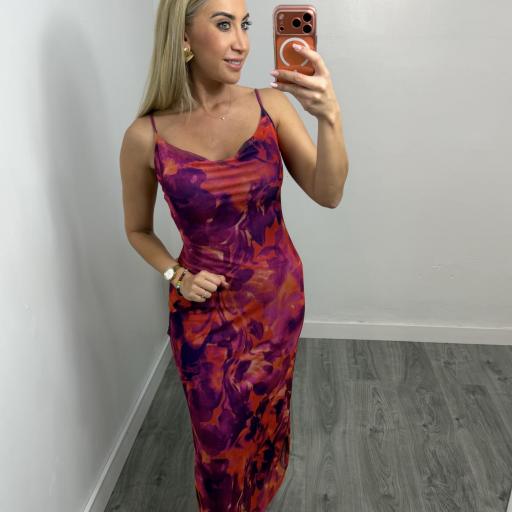 Vestido Midi Estampado Fucsia Mujer Care