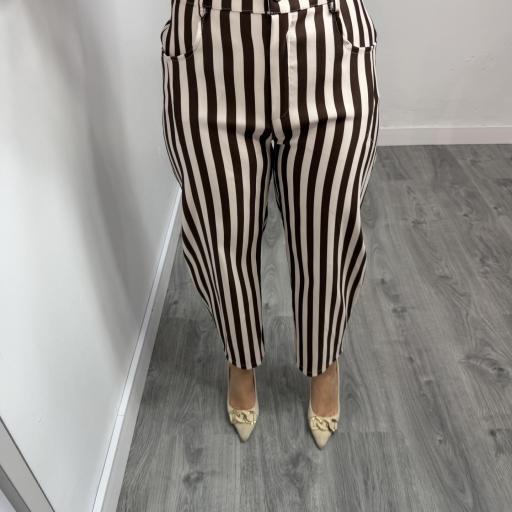 Pantalón Balloon Rayas Mujer – Pantalón Viral Primavera Beige [1]