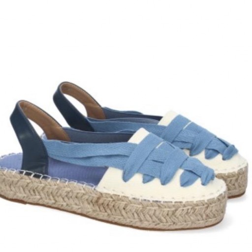 Alpargarta Plana Estilo Valenciana para Mujer Azul