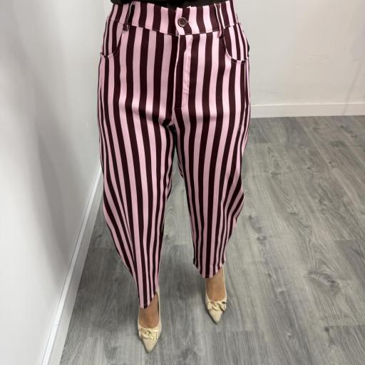 Pantalón Balloon Rayas Mujer – Pantalón Viral Primavera Rosa [1]