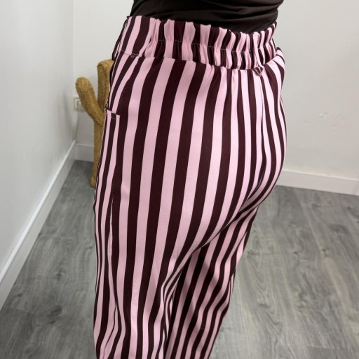 Pantalón Balloon Rayas Mujer – Pantalón Viral Primavera Rosa [2]