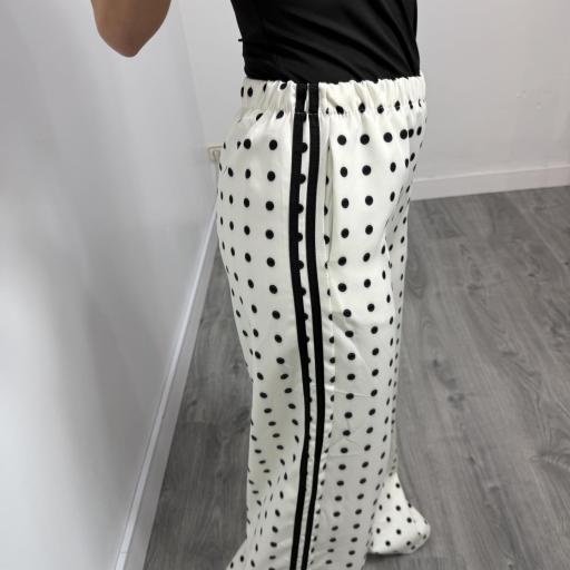 Pantalón Palazzo Estampado Lunares Mujer | Malika Blanco [2]
