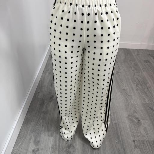 Pantalón Palazzo Estampado Lunares Mujer | Malika Blanco [1]