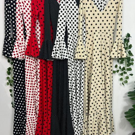   Vestido Bata Rociera Mujer Triana Flamenca topos [1]