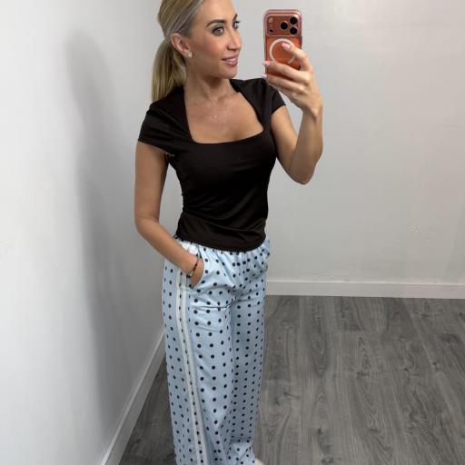 Pantalón Palazzo Estampado Lunares Mujer | Malika Celeste [0]