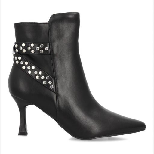 Botines Aroa de Tacón con Tachuelas Mujer Negro [2]