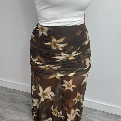 Falda Larga de flores mujer Boho Chic Marrón [1]